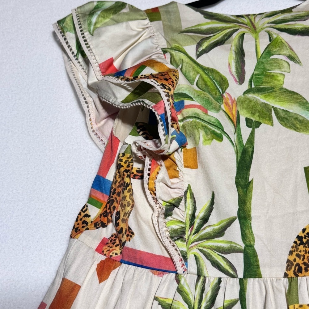 NWT Alden Adair Mini Hope Dress in Sahara Jungle Print Cap Ruffle Sleeves szM - Picture 12 of 16